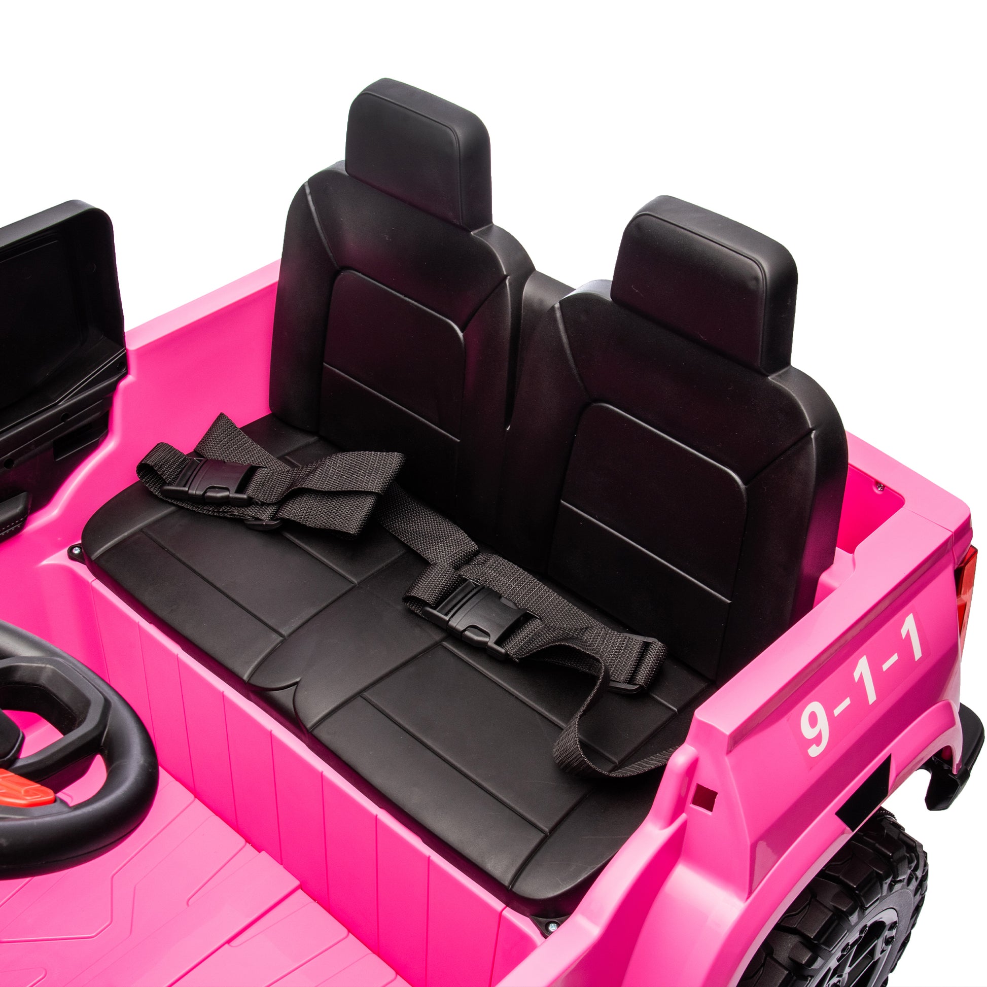 24V Two Seater Kids Ride On Electric Pickup,Kids Ride On Toy W Parents Remote Control,4Wd 800W Motors,Two Safety Belts,High Gate Safety Design,Top Warning Light, Speed 2.49 3.73Mph For Kids Aged 3 . Rose Red 50 99 Lbs Polypropylene