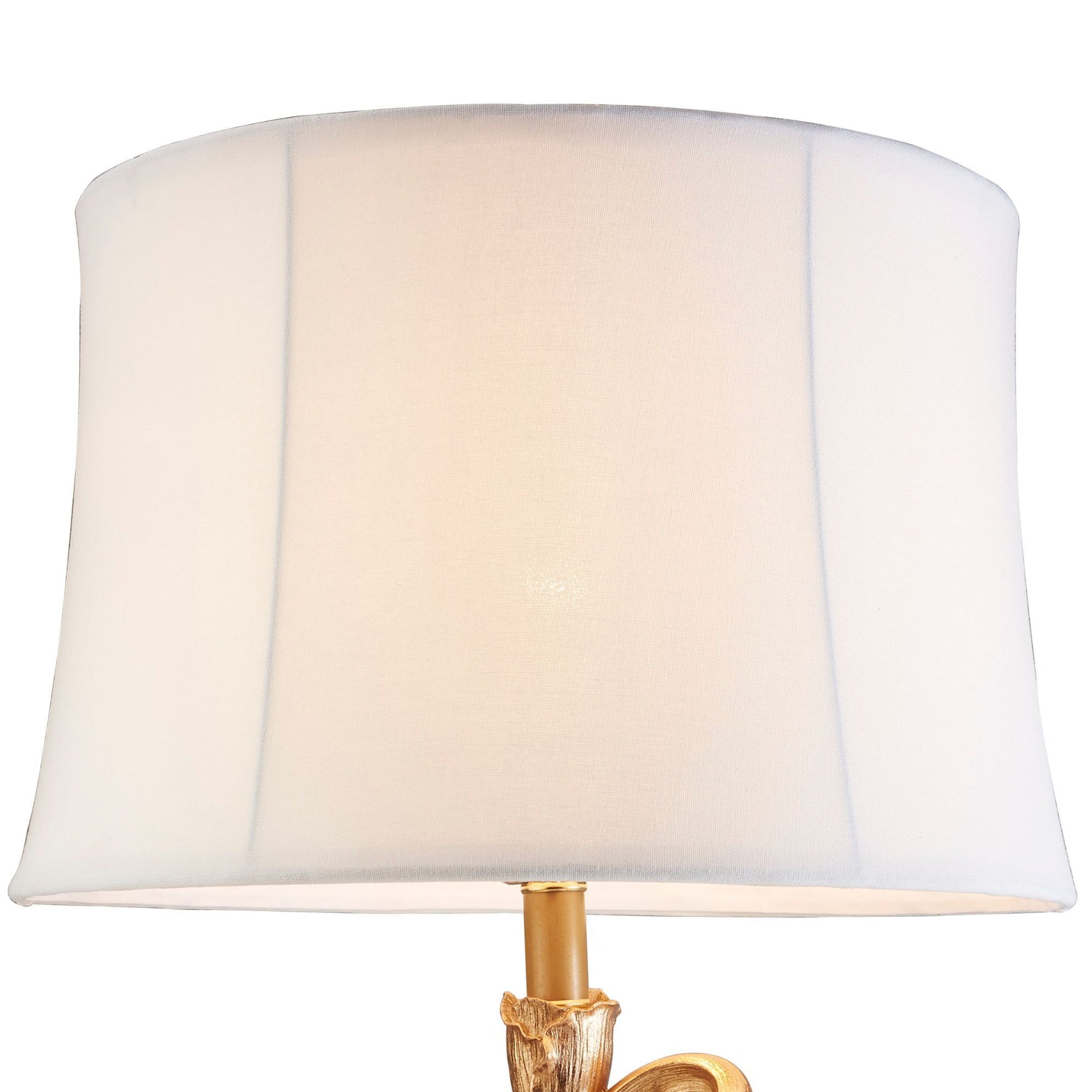 28" Tall Polyresin Table Lamp "Athena" With Bronze Finish With Flower Accents Gold Metal