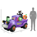 Outsunny 5Ft Witch Driving Halloween Inflatable Truck, Blow Up Outdoor Led Yard Display, Waterproof Multicolor Polyester