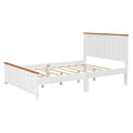 Full Size Wood Platform Bed Wooden Slat Support, Vintage Simple Bed Frame With Rectangular Headboard And Footboard, White Box Spring Not Required Full White Wood