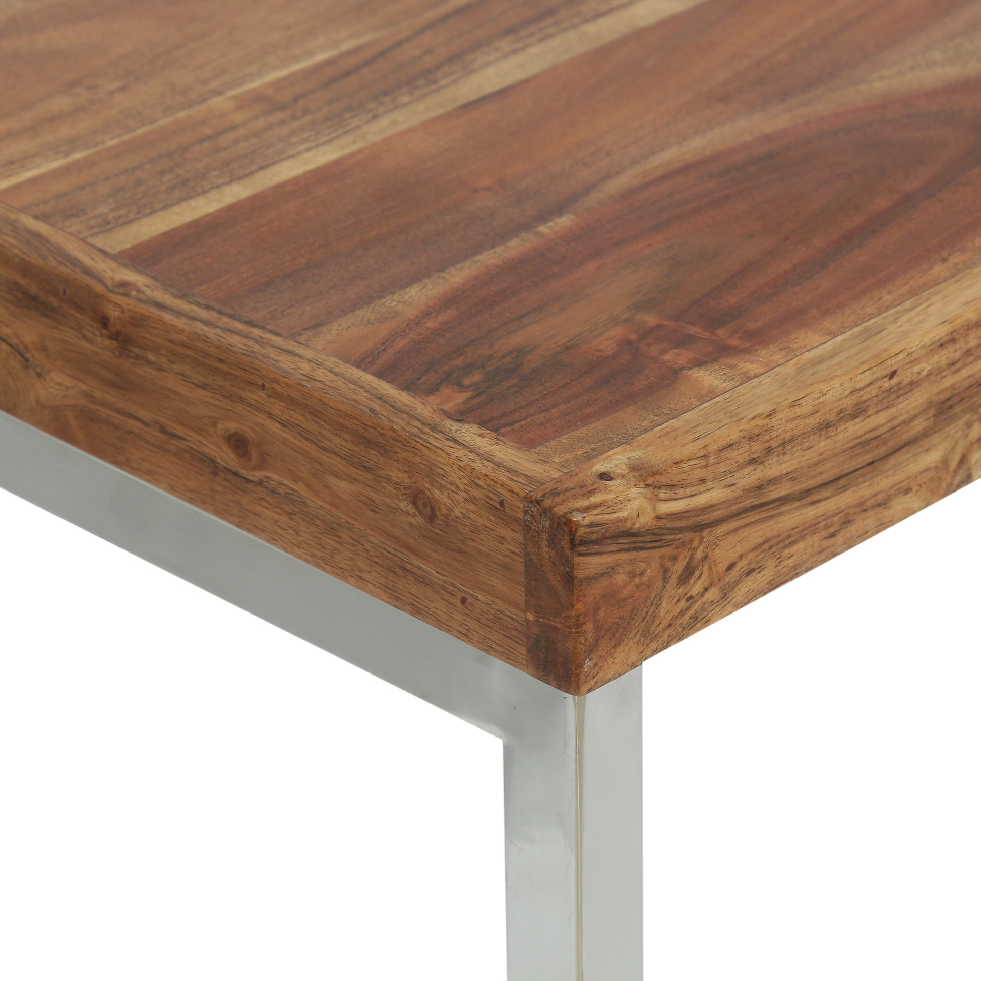 Console Table Natural Wood Stainless Steel