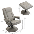 Homcom Swivel Recliner, Manual Pu Leather Armchair With Ottoman Footrest For Living Room, Office, Bedroom, Grey Grey Steel