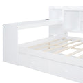 Full Size Wooden Daybed With 3 Drawers, Usb Ports And Desk ,White Twin White Wood