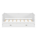 Twin Size Solid Wood Daybed With Trundle For Kids Teens Dorm Bedroom Multipurpose Guest Room Or Home, White Box Spring Not Required Twin White Wood Bedroom Pine Wood
