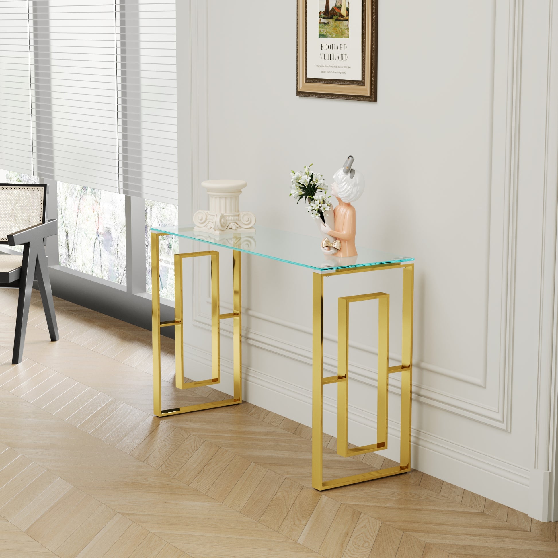 Console Table Stainless Steel Glass,Meal Side Table Golden Clear Bs 02 Golden,Transparent Primary Living Space Modern Stainless Steel