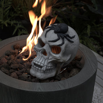 Demon Skull,Suitable For Outdoor Fireplace And Fire Pit, Halloween Decoration Black White American Traditional Magnesium Oxide