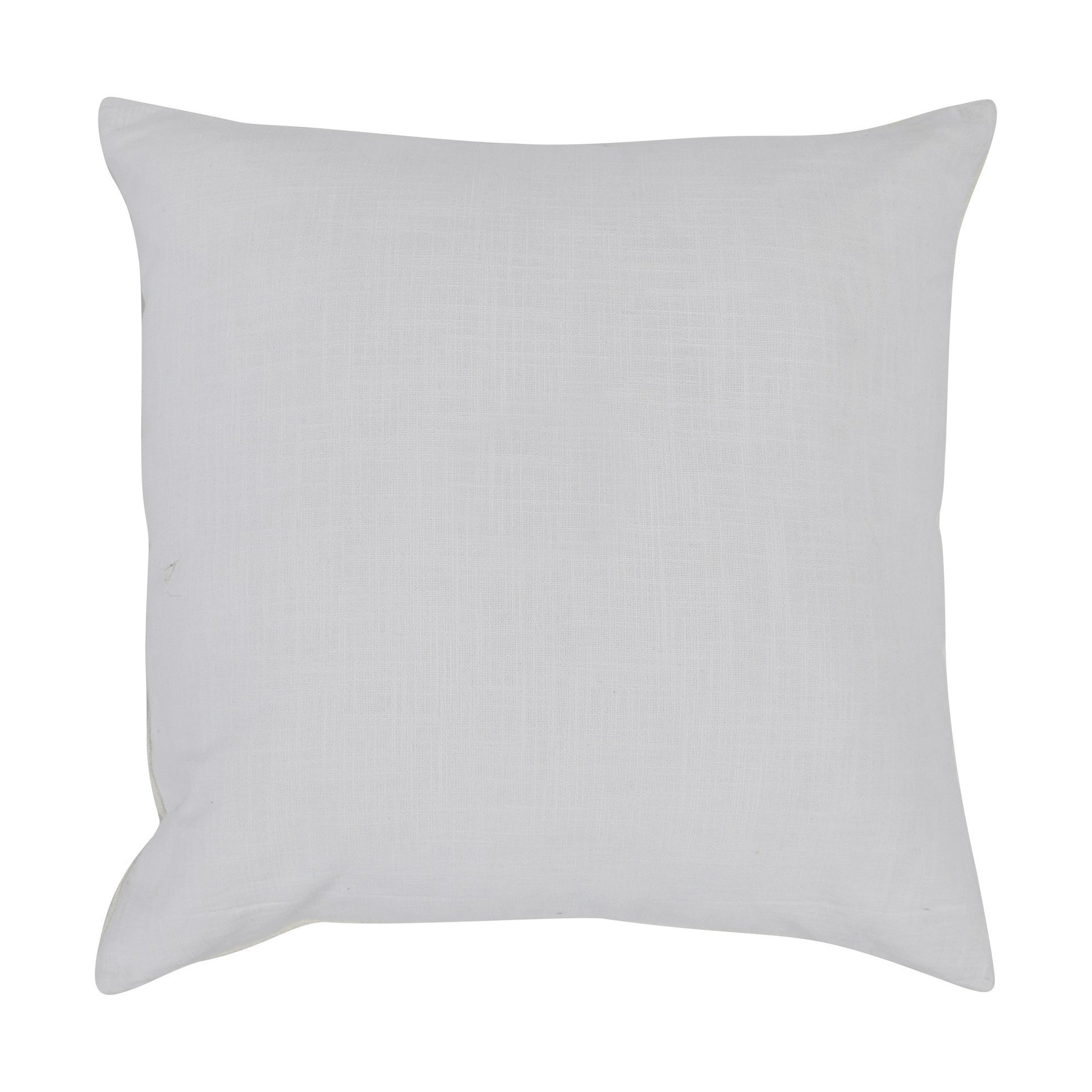 26 X 26 Accent Throw Pillow, Faux Leather Center, Fringed, White, Gray White Fabric