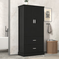 Tall Bathroom Storage Cabinet, Cabinet With Two Doors And Drawers, Adjustable Shelf, Mdf Board, Black Black Mdf