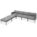 6 Pieces Aluminum Patio Furniture Set, Modern Metal Outdoor Conversation Set Sectional Sofa With Removable Olefin Extra Thick Cushions 5.9