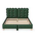 Queen Size Upholstered Platform Bed With Support Legs,Green Green Upholstered