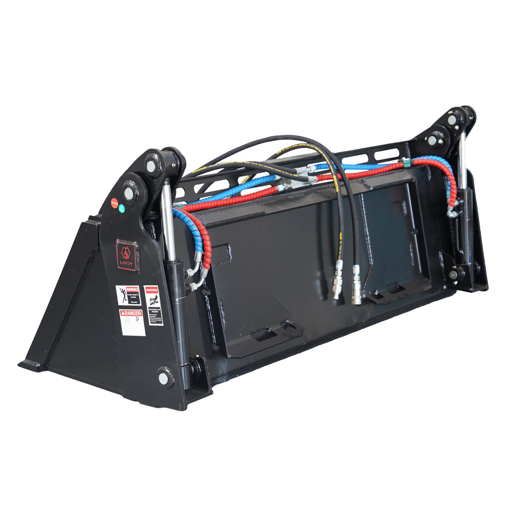 78" Skid Steer 4 In 1 Combo Multi Purpose Bucket Attachment Quick Tach Black Steel