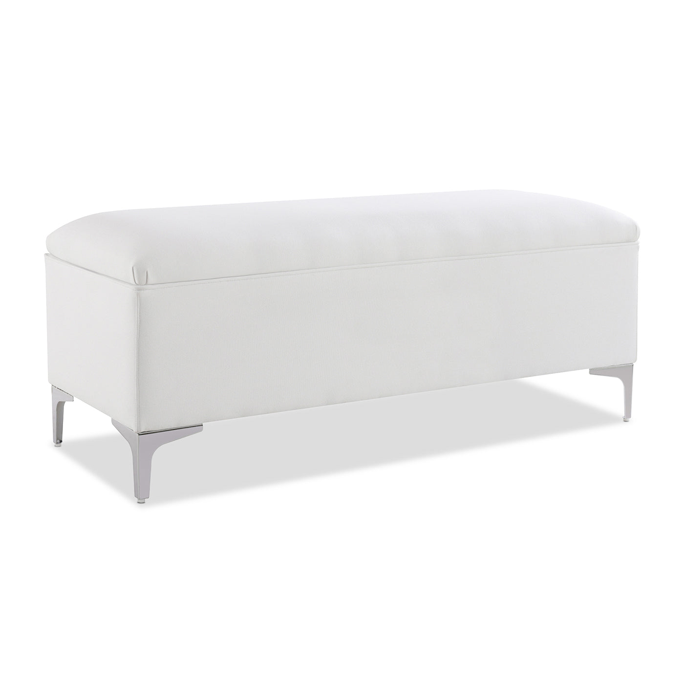 Madelyn 49" Modern Storage Bench, Bright White Dye White Foam Fabric