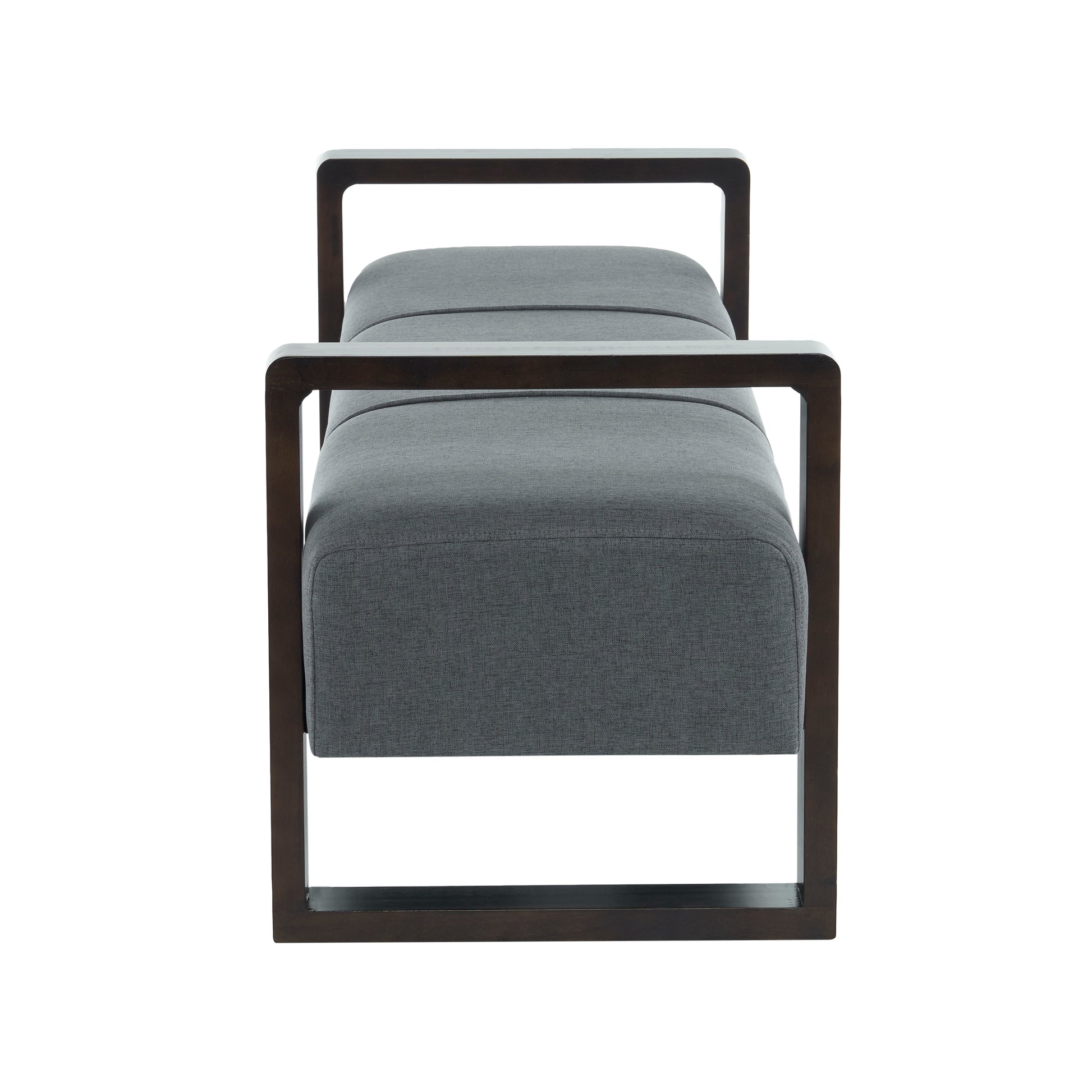 Sleek And Stylish Long Shaped Ottoman, Gray Grey Brown Brown Suede Polyester Grey Modern Rectangle Foam Polyester,Wood