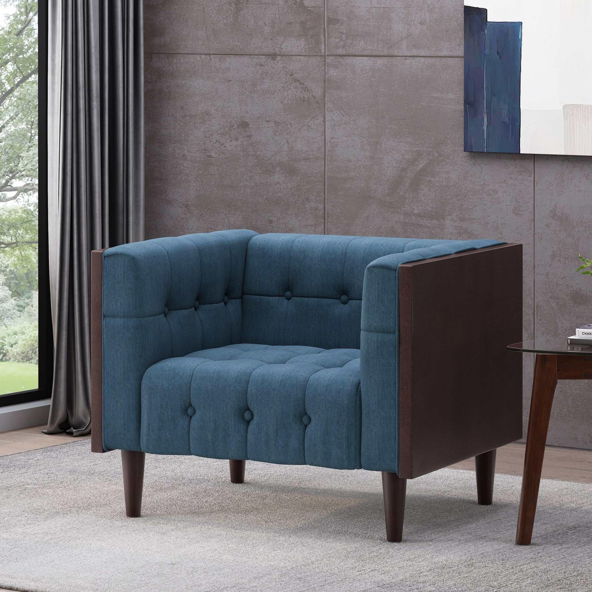 Club Chair Navy Blue Fabric