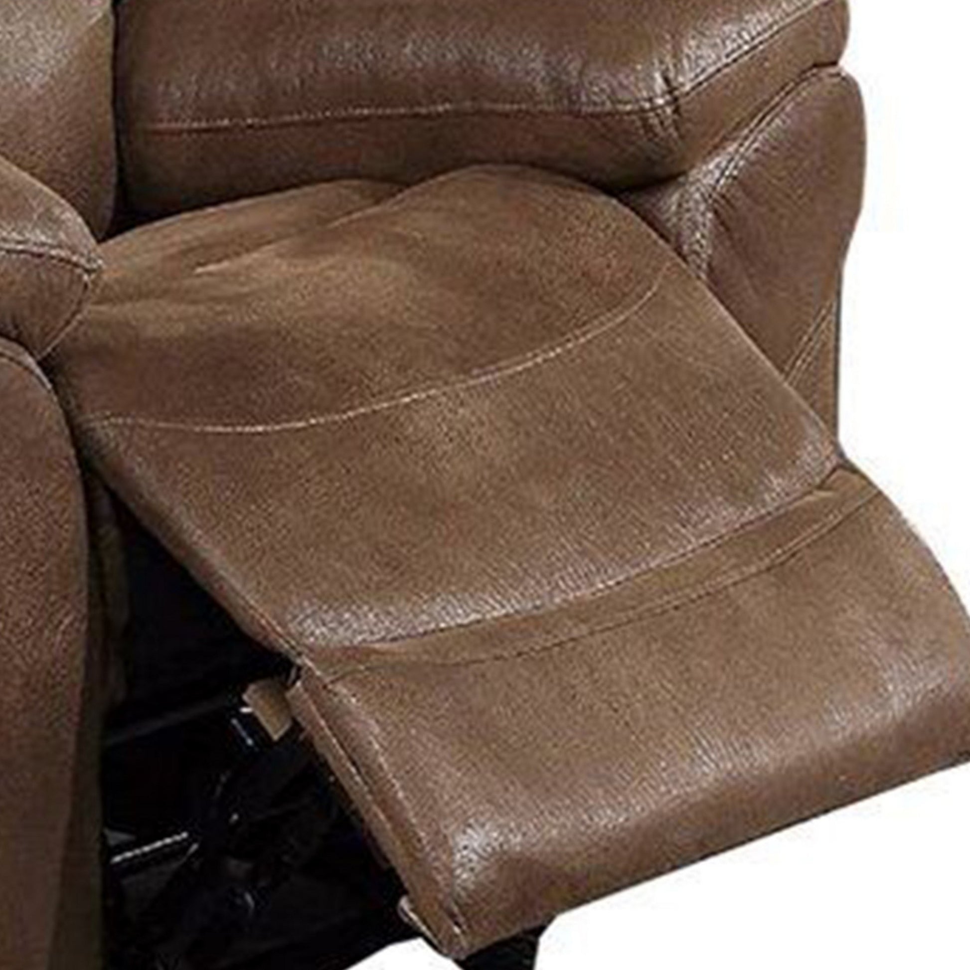 Betty 41 Inch Manual Recliner Armchair, Pull Tab Mechanism, Rich Brown Brown Faux Leather