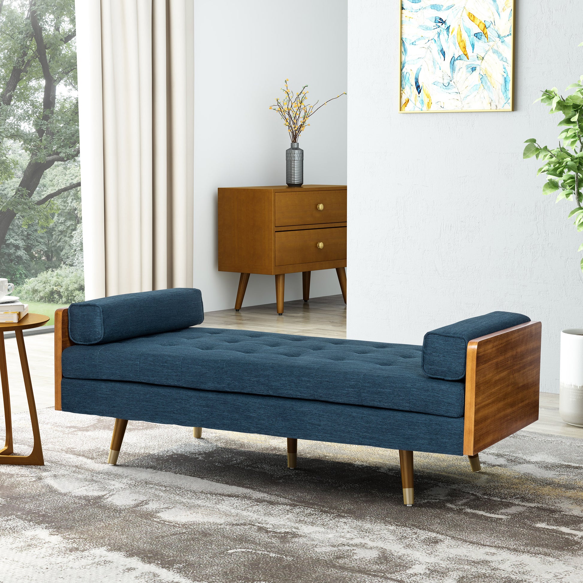 Chaise Lounge Navy Blue Mdf