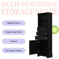 Black Tall Storage Cabinet With 3 Drawers And Adjustable Shelves For Bathroom, Study, Office And Interior, Mdf Board With Painted Finish Black Mdf