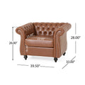 Comfy Arm Chair With Tufted Backmodern For Living Room, Bedroom And Study Brown Pu