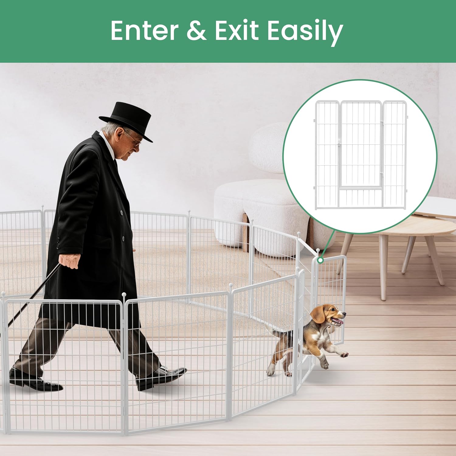 Dog Playpen, 32" Height 8 Panels Fence With Anti Rust Coating, Metal Heavy Portable Foldable Dog Pen For Small Medium Dogs Rv Camping, White White Metal