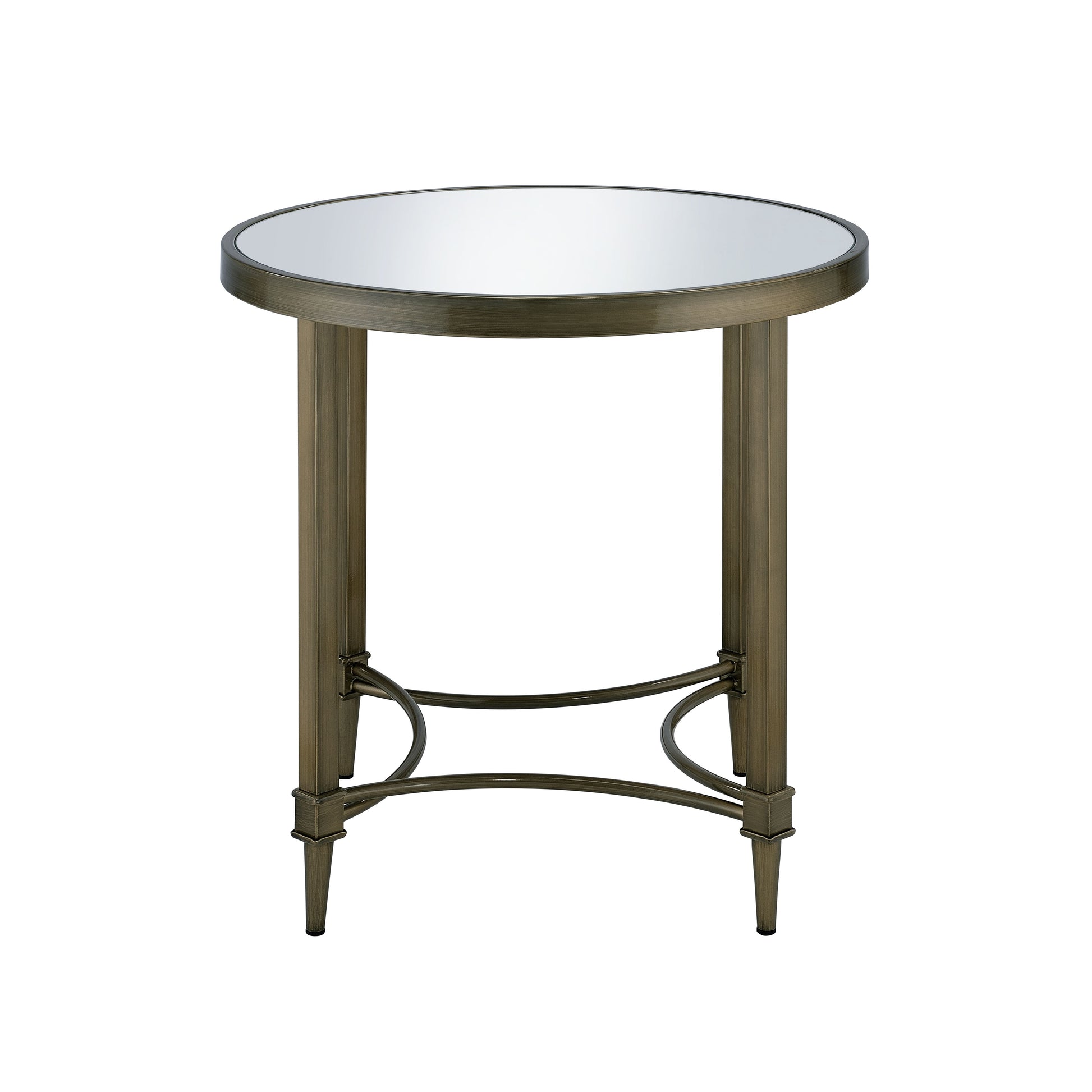 Aditya End Table, Mirrored & Antique Brass Finish Lv02736 Antique Brass Metal