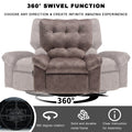 Overstuffed Rocker Recliner Chair With Massage And Heat, 360 Swivel Fabric Wide Seat Single Sofa Lounge Chairs With Side Pocket, Manual Home Theater Recliners For Living Room Brown Metal Soft Heavy Duty Textile