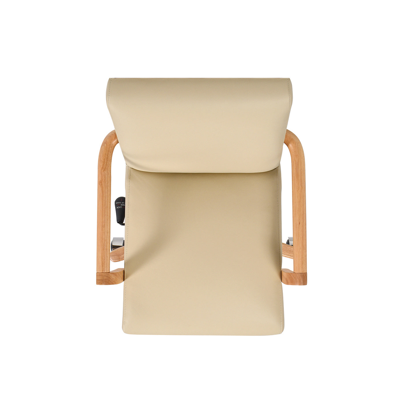 Dumont Modern Farmhouse High Back Executive Home Office Chair, Neutral Cream Beige Leather & Natural Wood Beige Foam Leather