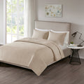 3 Piece Reversible Quilt Set Khaki King Cal King Khaki Polyester