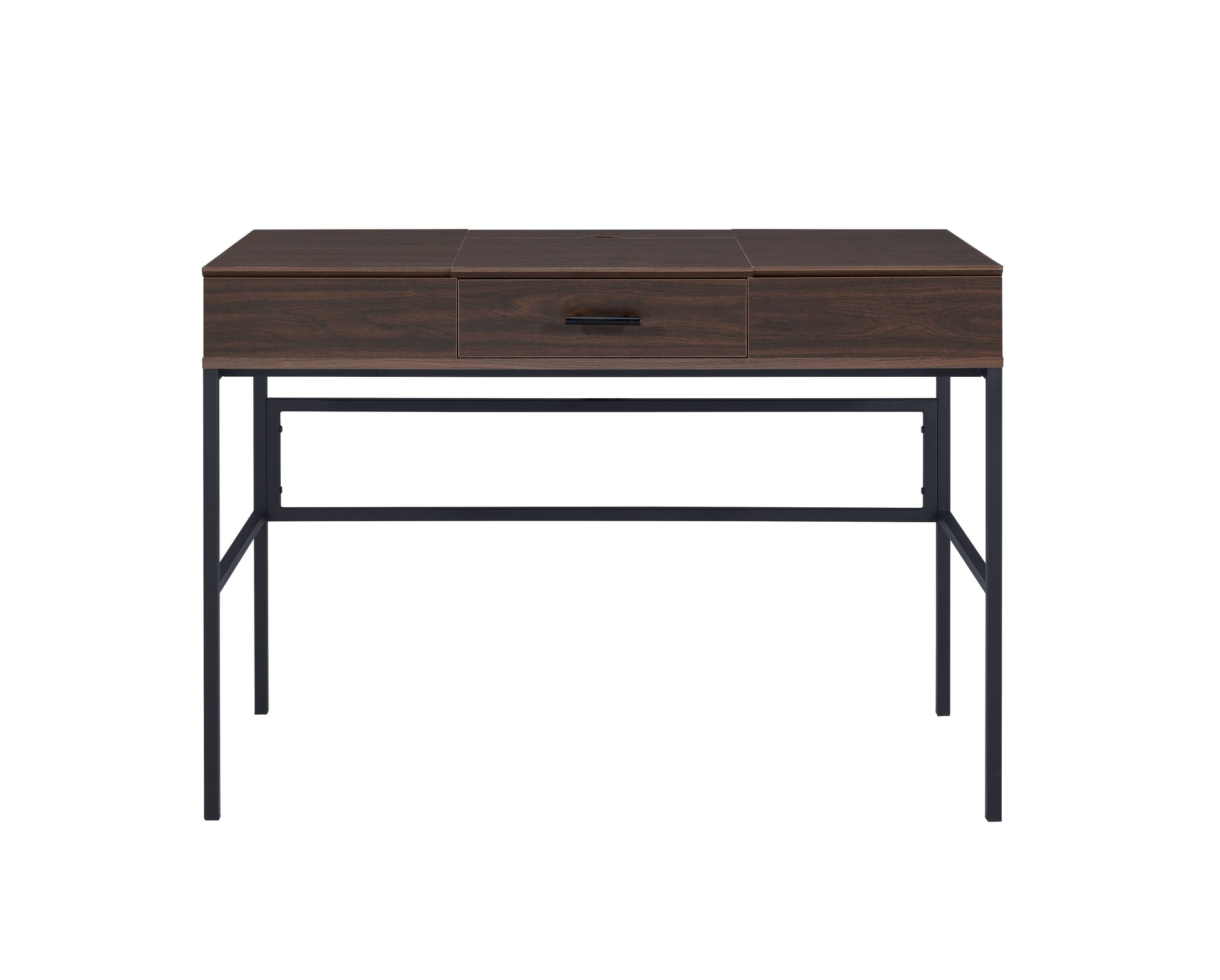 Verster Oak & Black Finish Writing Desk W Usb Black,Oak Metal,Synthetic Wood