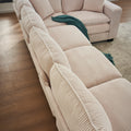 Modern U Shaped 6 Seat Sectional Sofa Couch With One Ottoman And Three Toss Pillows ,Modular Sofa For Living Room,Corduroy Sofa White Corduroy 7 Seat