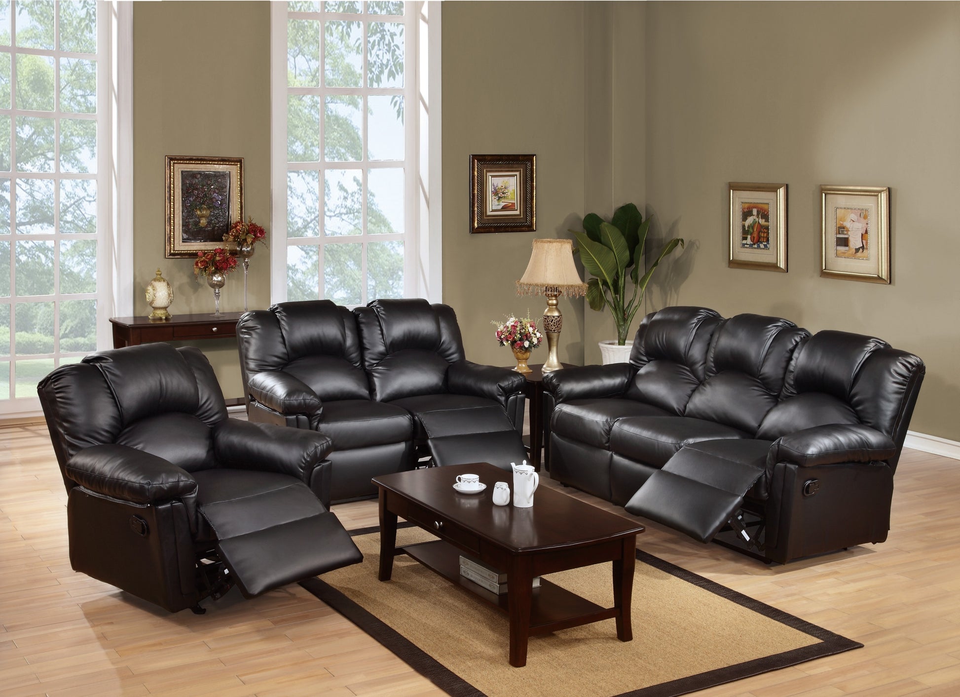 Motion Loveseat 1Pc Couch Living Room Furniture Black Bonded Leather Black Faux Leather Metal Primary Living Space Contemporary Pillow Top Arms Bonded Leather 2 Seat