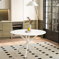 47.24'' Modern Cross Leg Round Dining Table, White Top Occasional Table, Two Piece Removable Top, Matte Finish Iron Legs White Mdf Metal