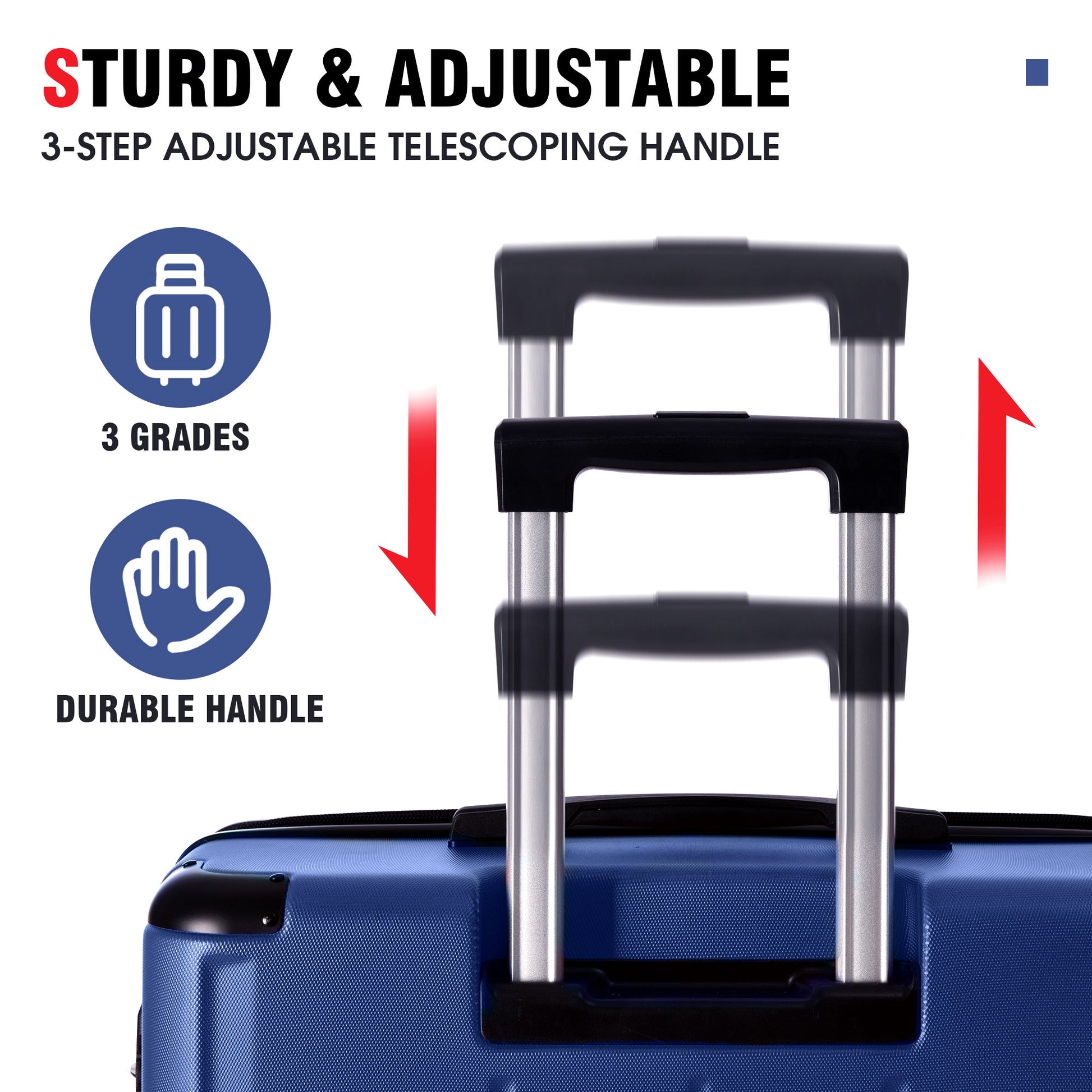 Luggage Sets 3 Piece, Expandable Hard Shell Abs Suitcases With Double Spinner, Travel Luggage Set With Tsa Lock 20 24 28Inch, Blue Blue Abs
