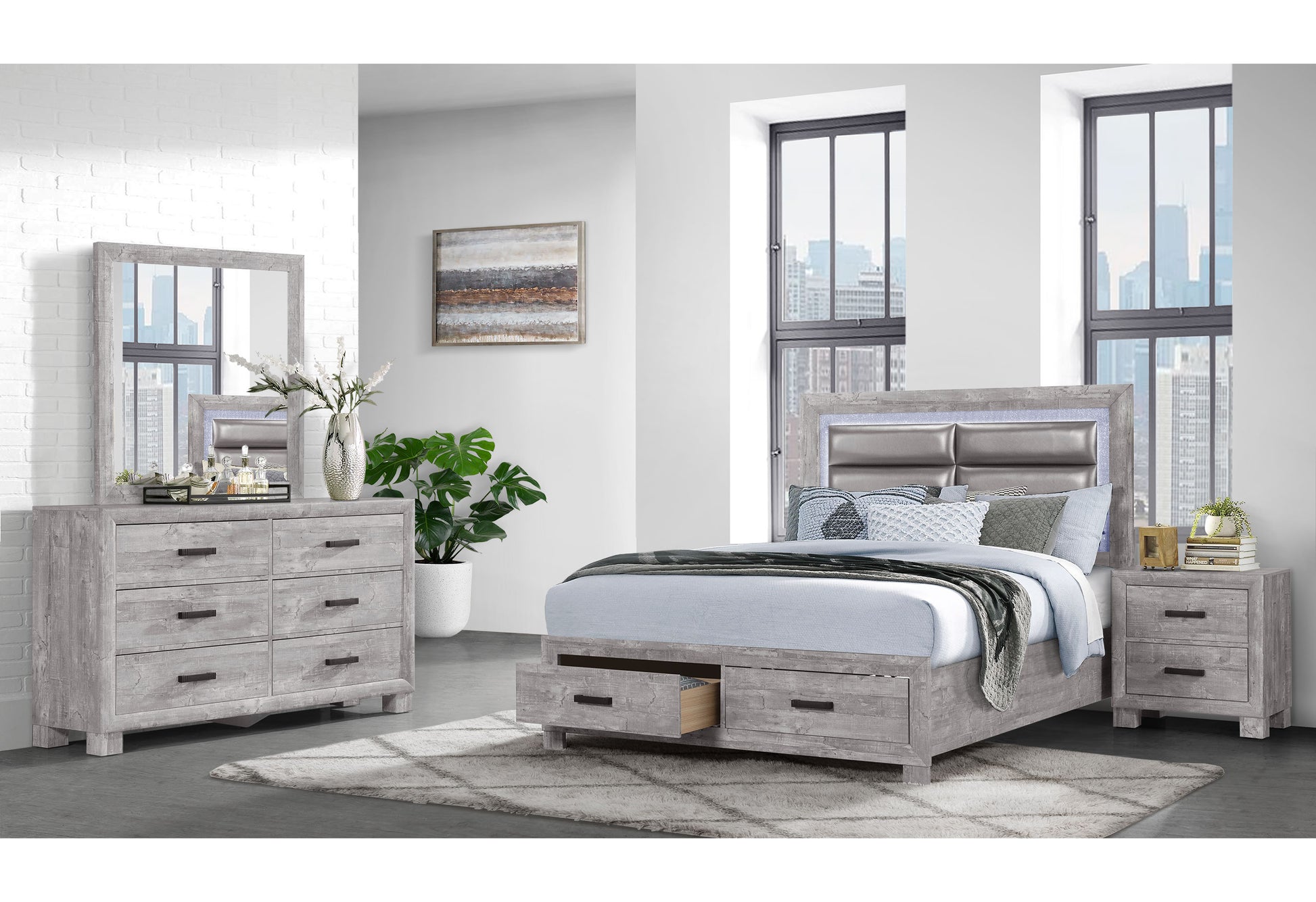 Rover Grey Dresser Gray Solid Wood Mdf