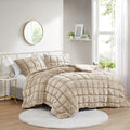 3 Piece Comforter Set King Brown Polyester