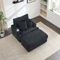 39 Inch Spring Upholstered Armchair And Ottoman Set Comfortable Single Sofa With Cup Holder And Corduroy Fabric, Perfect For Living Room Or Bedroom Black Corduroy 1 Seat