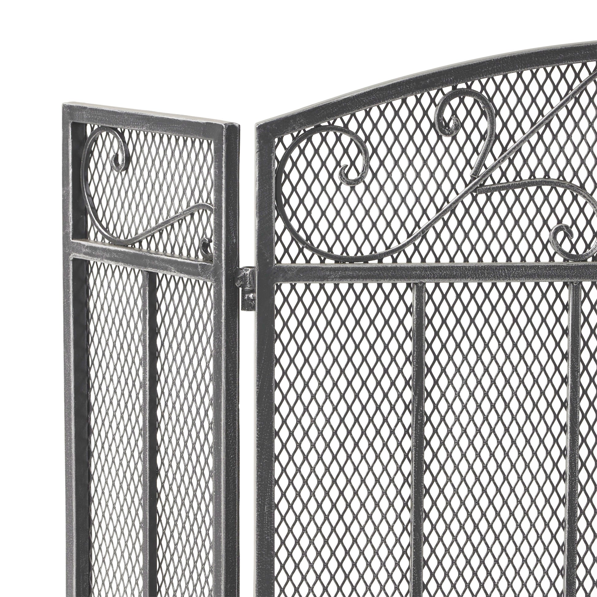 Fire Screen Black Silver Iron