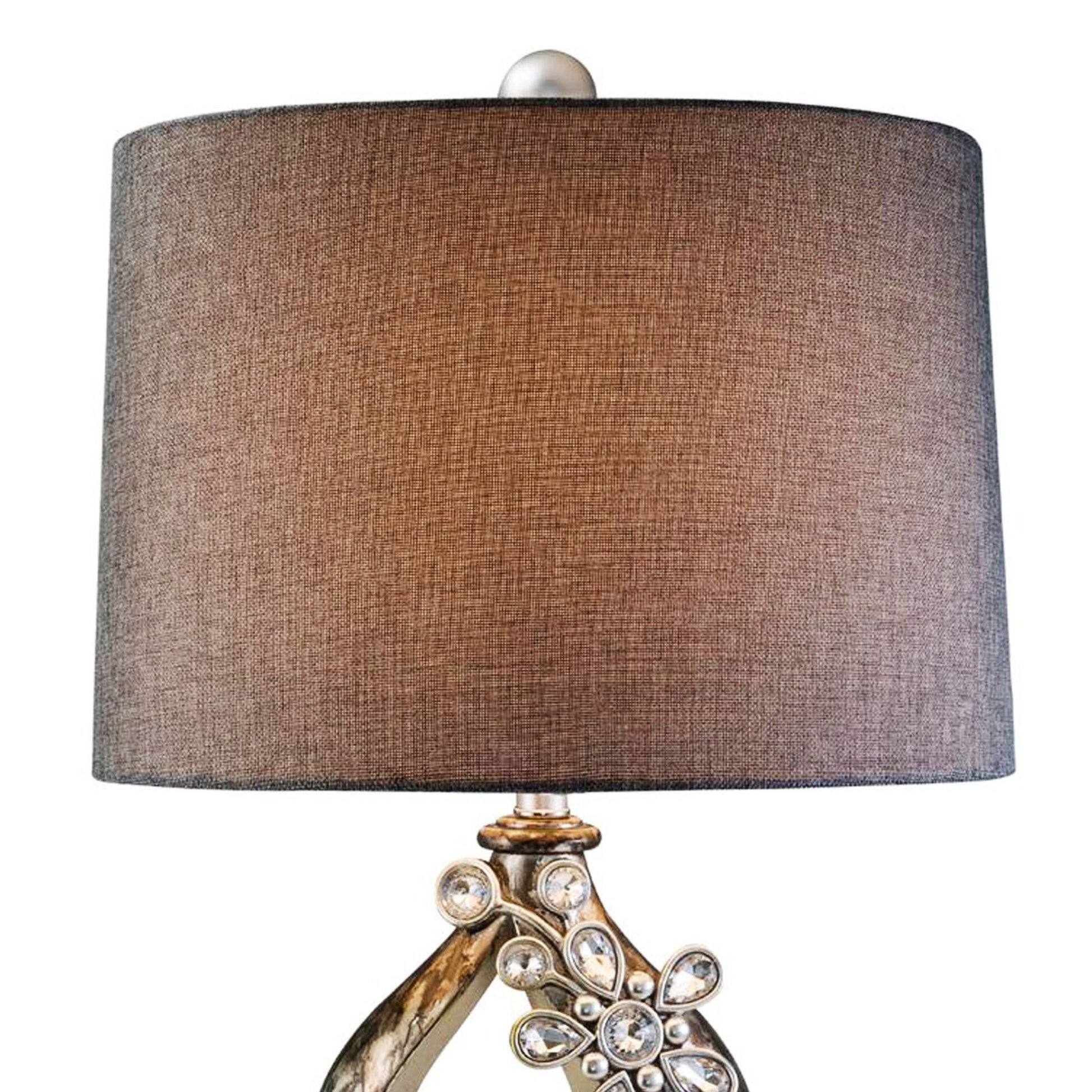 28.25" Tall Polyresin Table Lamp "Balleria", Crystal And Glass Accent Multicolor Metal