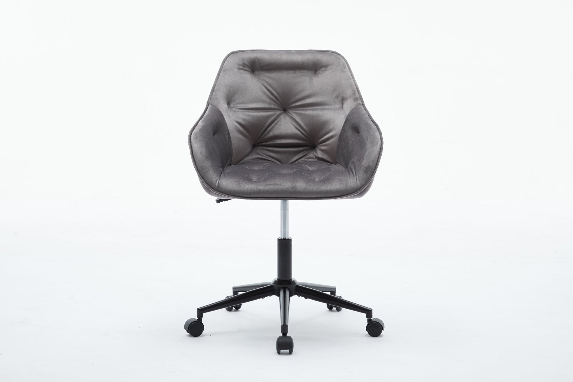 Velvet Home Office Chair, Modern Home Desk Chair With Wheelsvanity Chairs For Living Room, Bedroom,Study Room,Computer Chair Grey Fiber Foam And Polyester Fiber Pad Iron