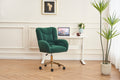 005 Teddy Fabric 360 Swivel Home Office Chair With Gold Metal Base And Universal Wheels,Green Solid Green Office Sponge Wipe Clean Modern Office Chairs Tufted Back Foam Swivel Teddy