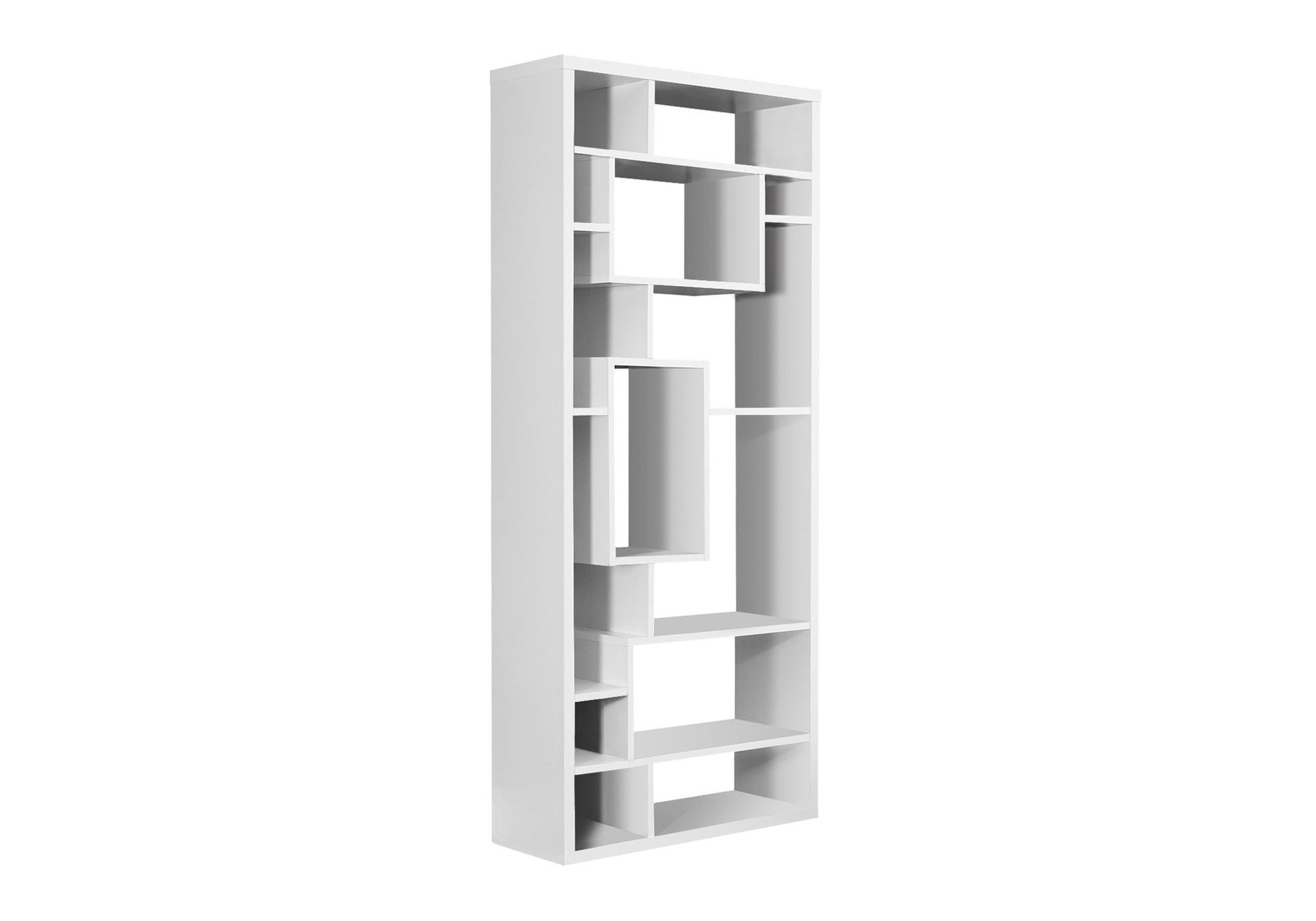 Bookshelf, Bookcase, Etagere, 72"H, Office, Bedroom, White Laminate, Contemporary, Modern White Particle Board