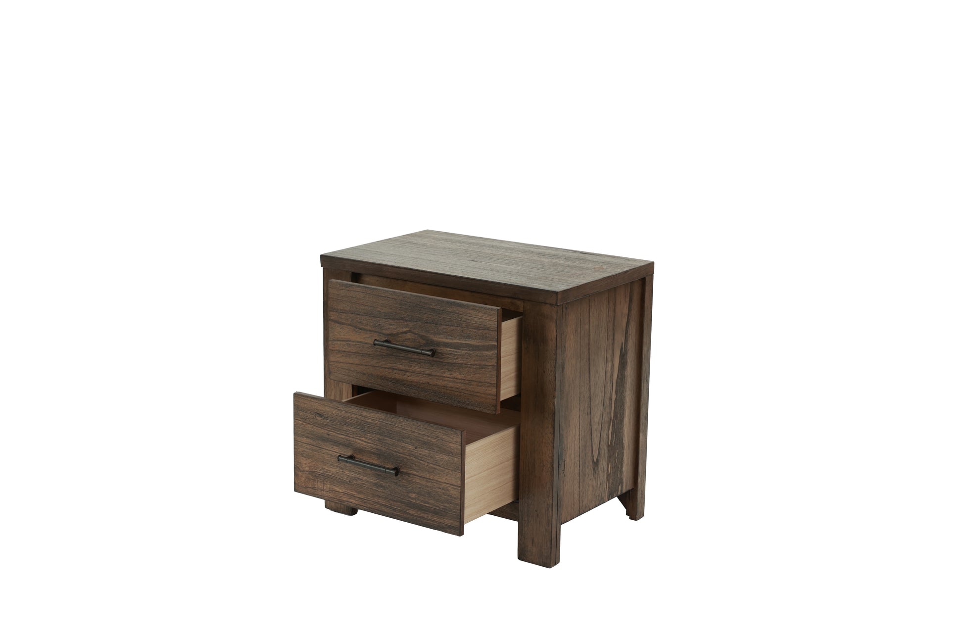 Oak Finish 1Pc Nightstand Wooden Bedside Table 2X Drawers Storage Bedroom Furniture Oak 2 Drawers Bedroom Bedside Cabinet Contemporary,Modern,Transitional Rubberwood Easy Assembly Oak Particle Board