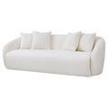 Linden Ivory Boucle Sofa Ivory,White Brown Wood Primary Living Space Boucle,Solid Wood 3 Seat