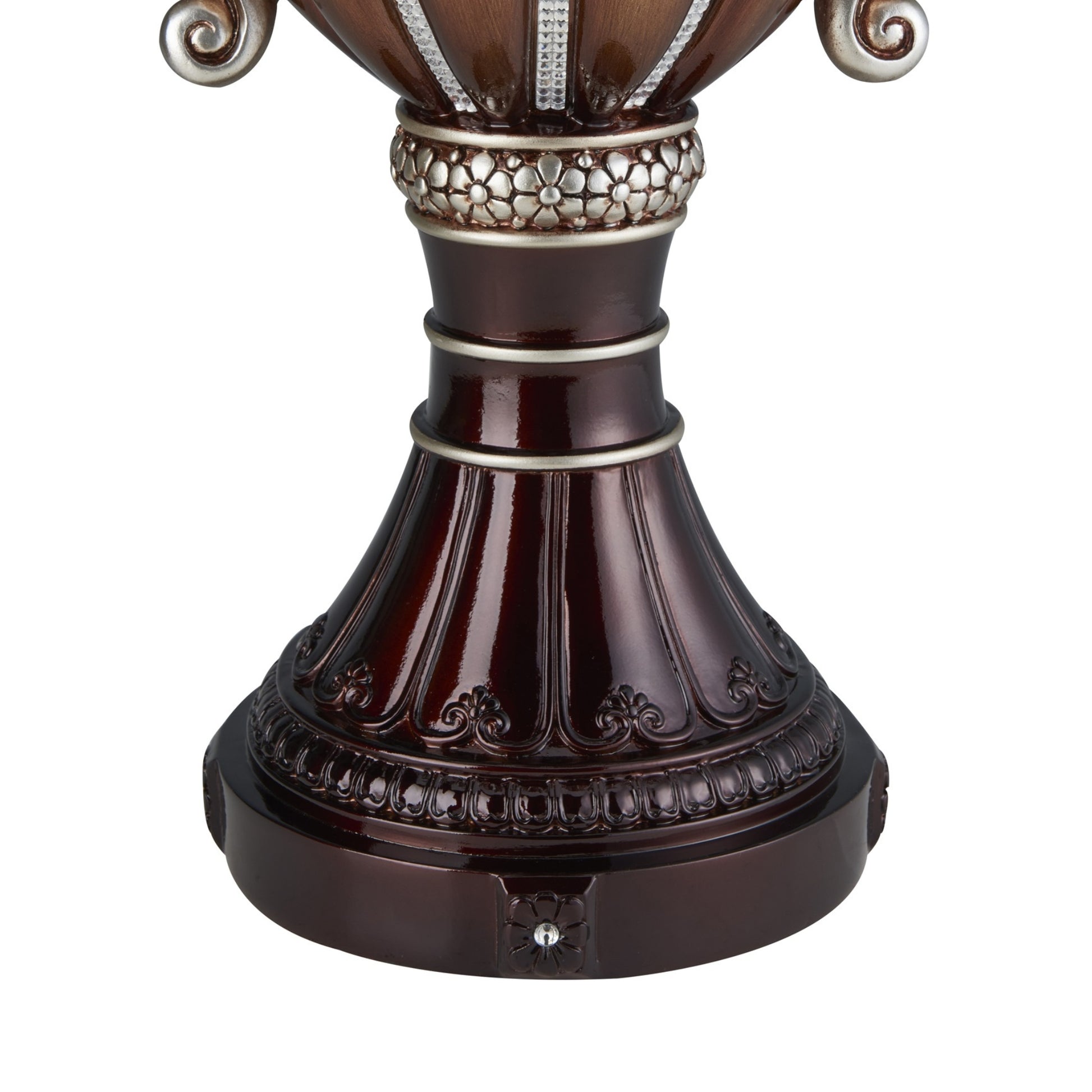 17.5" Tall" Delicata" Urn Shaped Decorative Vase, Bronze With Silver Accents Multicolor Polyresin