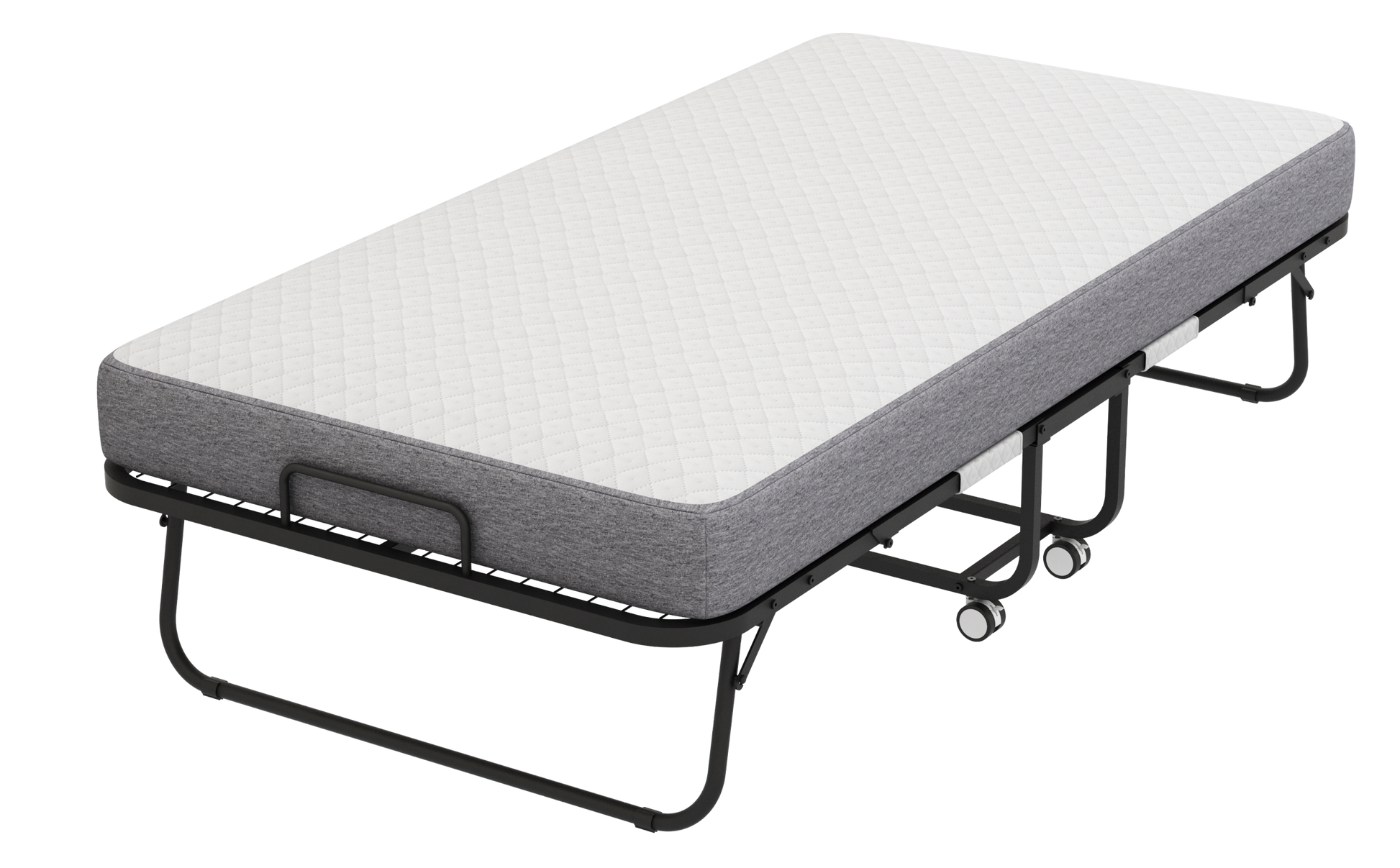 Folding Bed With Mattress 75" X 31" Rollaway Guest Bed Portable Foldable Bed For Adults With 5" Memory Foam Mattress Space Saving Sturdy Metal Frame Twin Black Iron Modern Polyester Iron