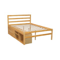 Full Size Wood Platform Bed With Removable Storage Shelves, Built In Two Storage Drawers For Added Convenience, Natural Full Natural Wood