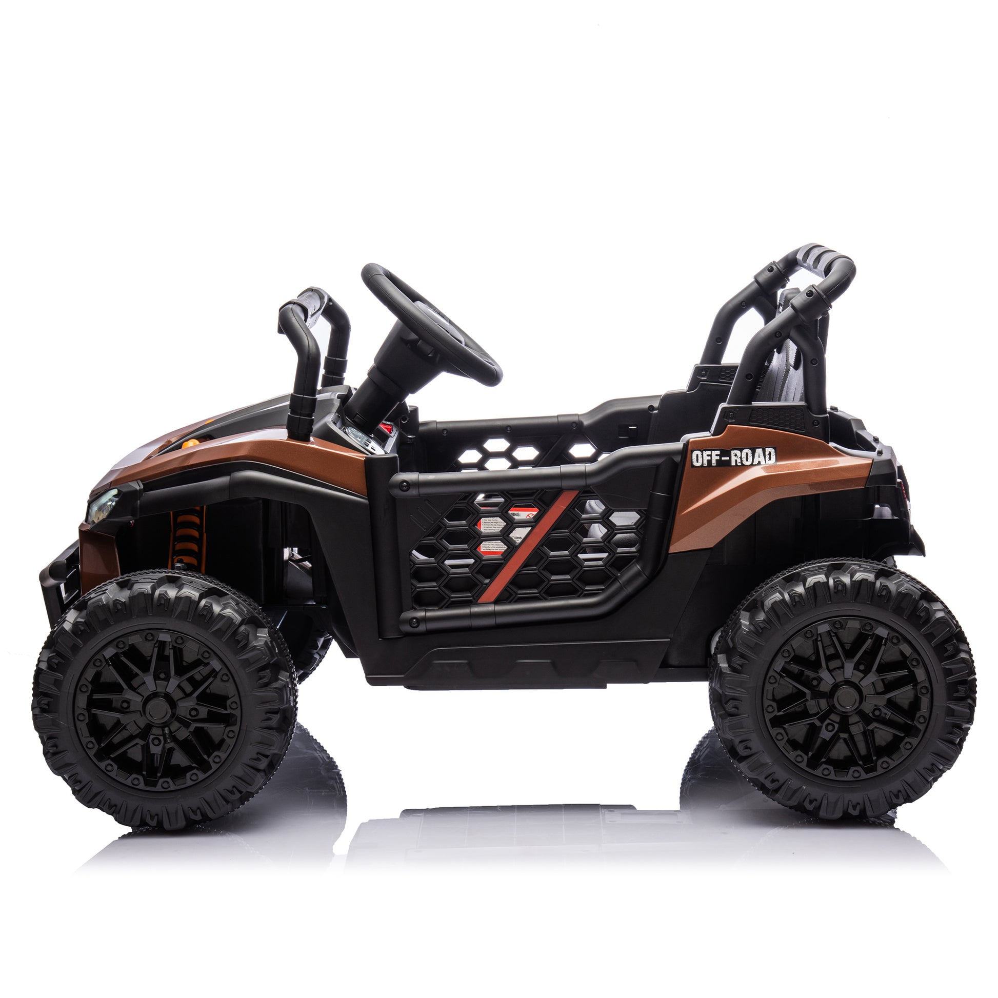 24V Kids Ride On Utv,Electric Toy For Kids W Parents Remote Control,Four Wheel Suspension,Low Start,Adjustable Speed,Multimedia Player,Early Education,Bluetooth,Rear Storage Space For Kids Aged 3 . Brown 50 99 Lbs Polypropylene