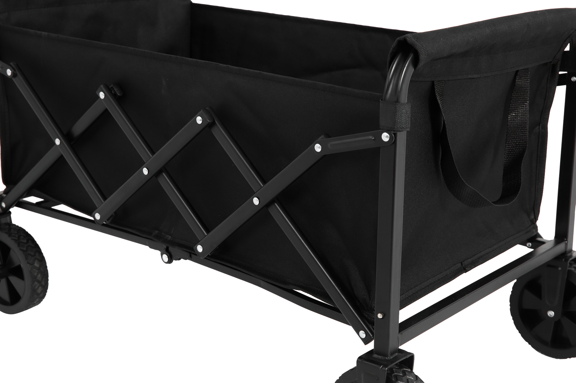 Lightweight Portable Heavy Duty Folding Beach Wagons With Wheels Outdoor Utility Carts For Grocery, Camping, Shopping, Sports, Garden With Large Capacity Black Black Steel