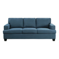 Transitional Style 2Pc Sofa Set Blue Textured Fabric Upholstered Sofa And Loveseat Track Arms Solid Wood Frame Living Room Furniture 1Pc Blue Polyester Wood Primary Living Space Transitional Square Arms Plywood,Solid Wood 5 Seat