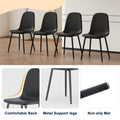Modern Minimalist Black Dining Chair Set Four Chairs Per Box, Stable And Comfortable.Modern Mid Century Style Upholstered Side Chairs,Spoon Shaped Chairs With Black Metal Legs. Black Metal,Pu