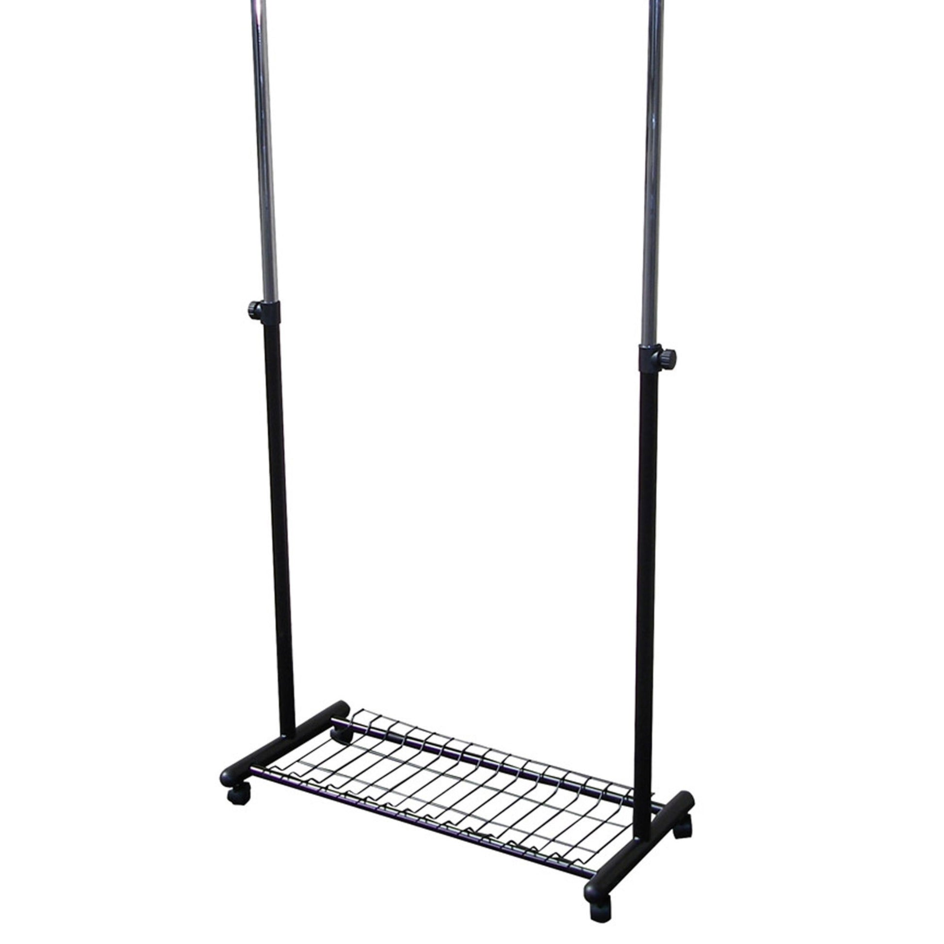 66" Tall Metal Coat Rack With Black Finish Black Wood